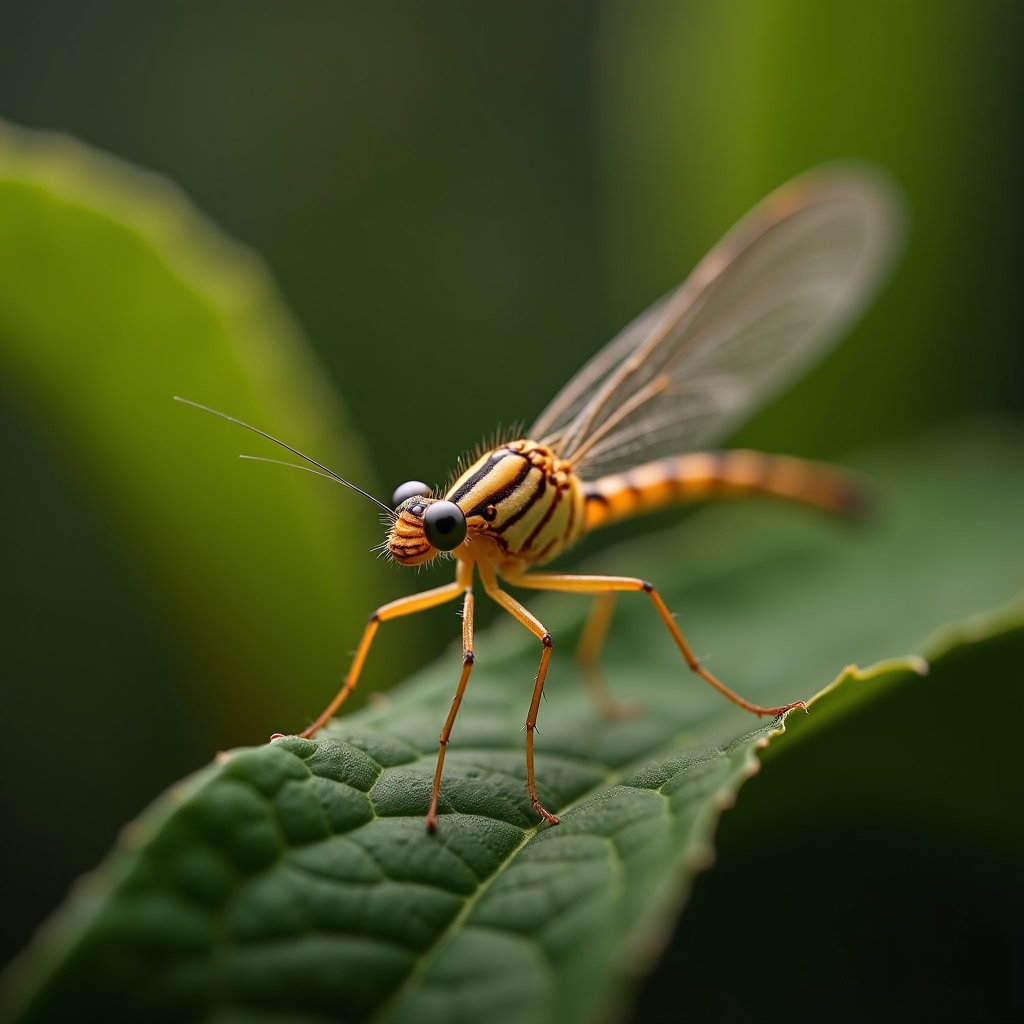 A photorealistic portrait of a Mayfly in its natural habitat