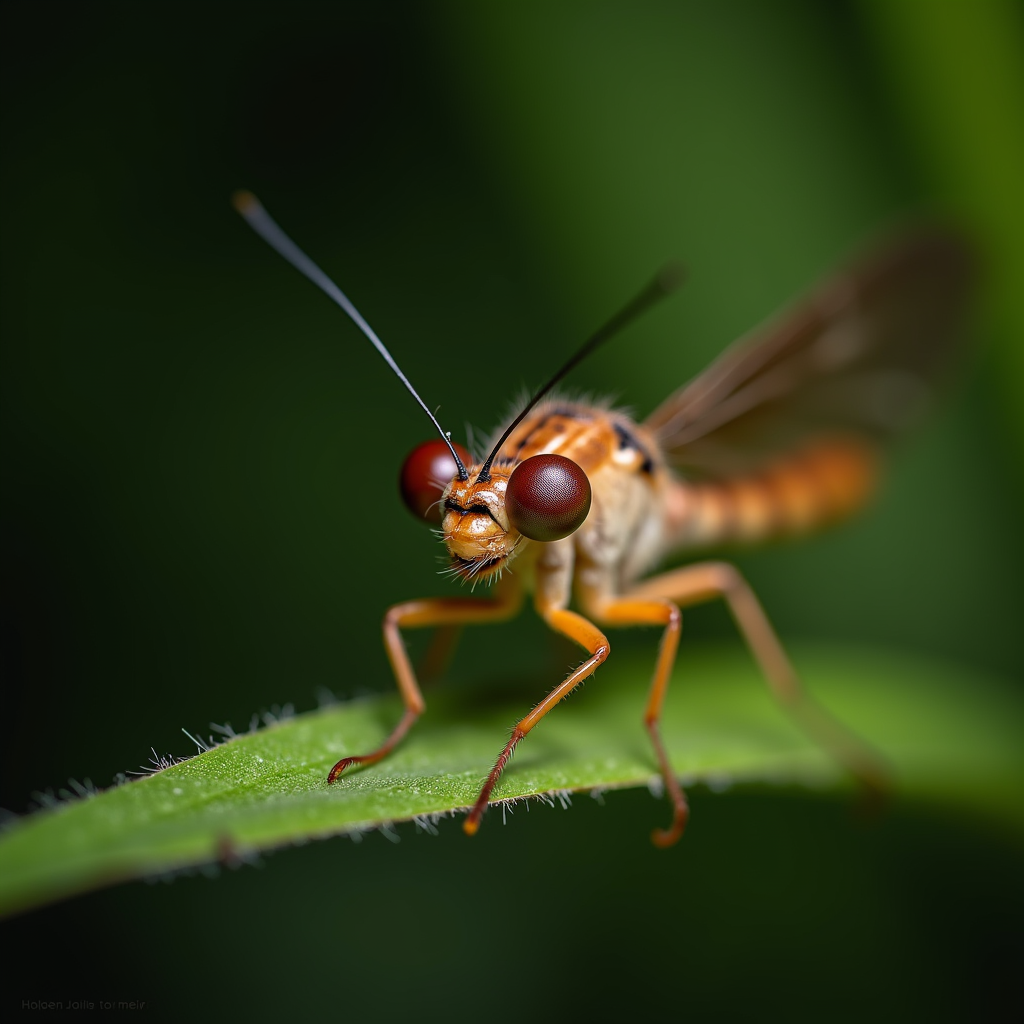A photorealistic portrait of a Mayfly in its natural habitat