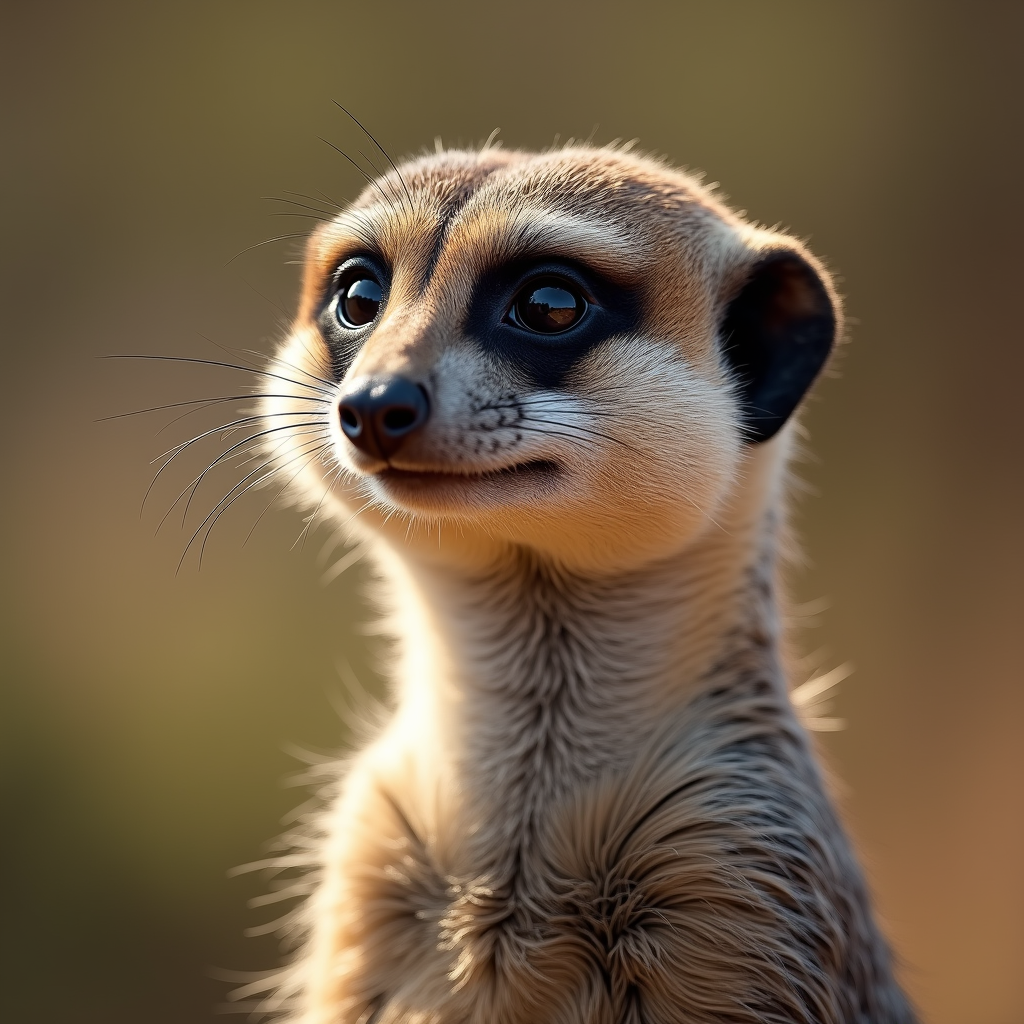 A photorealistic portrait of a Meerkat in its natural habitat