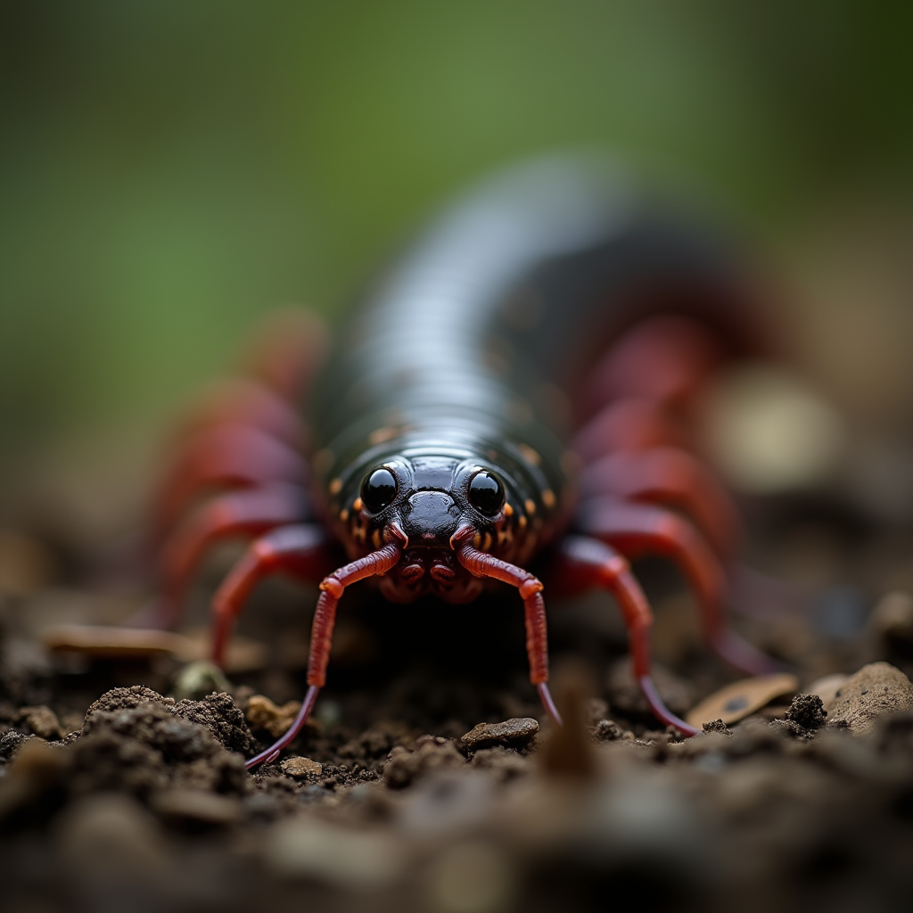 A photorealistic portrait of a Millipede in its natural habitat