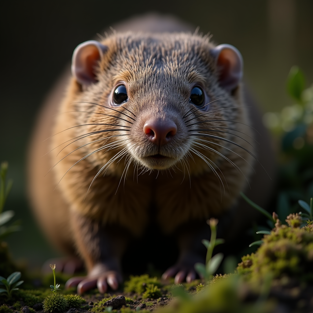 A photorealistic portrait of a Mole in its natural habitat