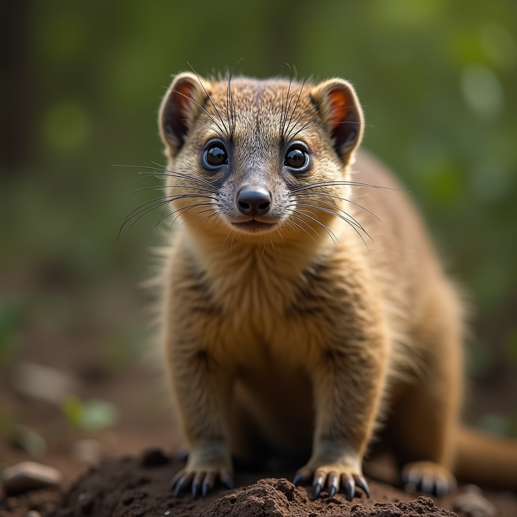 A photorealistic portrait of a Mongoose in its natural habitat