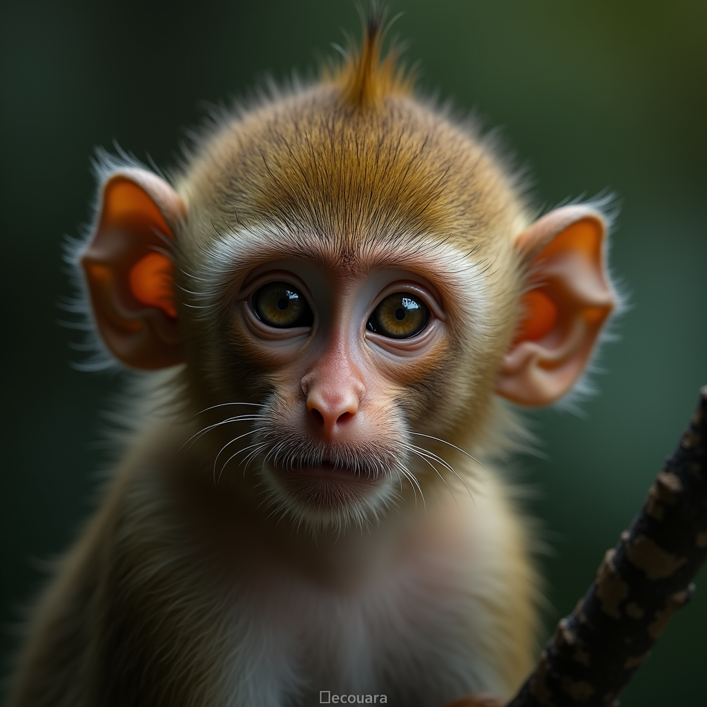 A photorealistic portrait of a Monkey in its natural habitat
