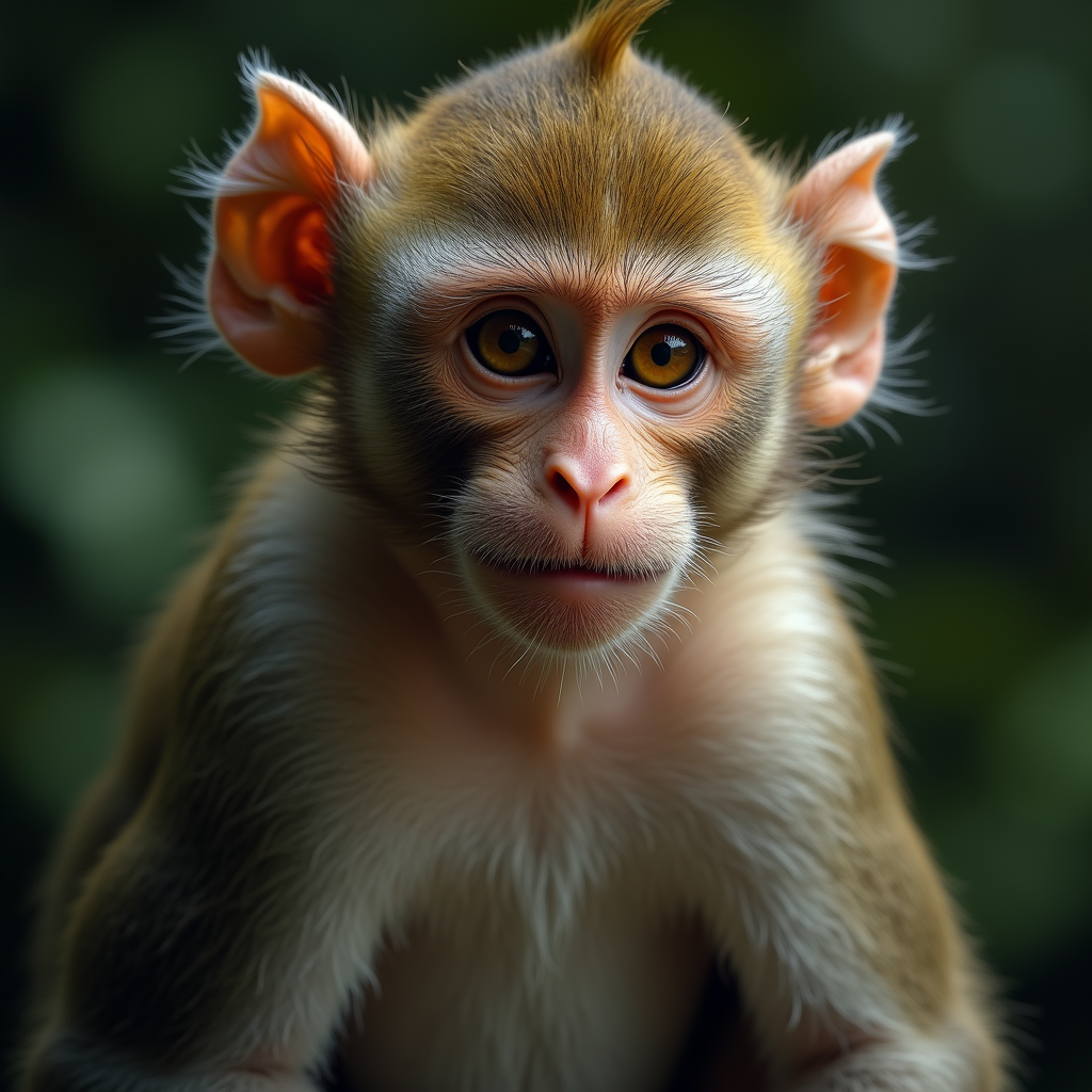A photorealistic portrait of a Monkey in its natural habitat