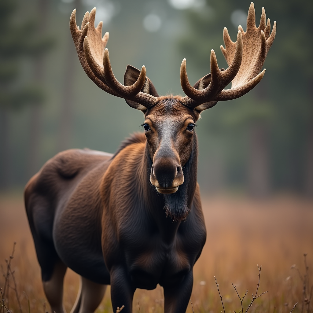 A photorealistic portrait of a Moose in its natural habitat