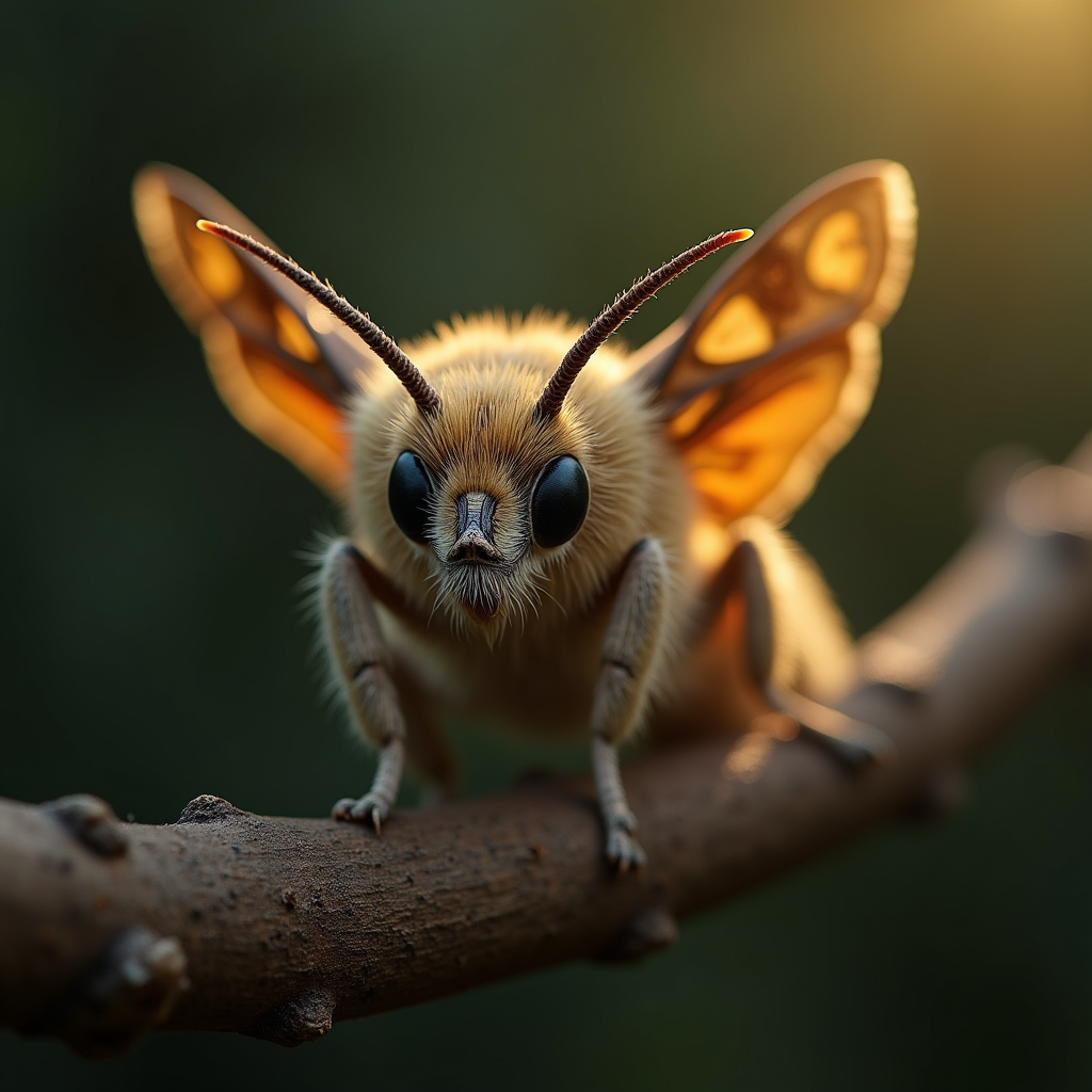 A photorealistic portrait of a Moth in its natural habitat