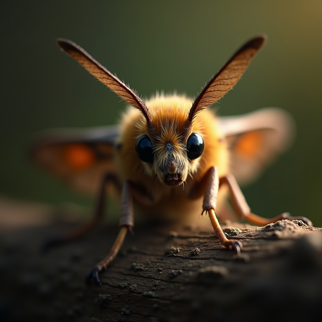 A photorealistic portrait of a Moth in its natural habitat
