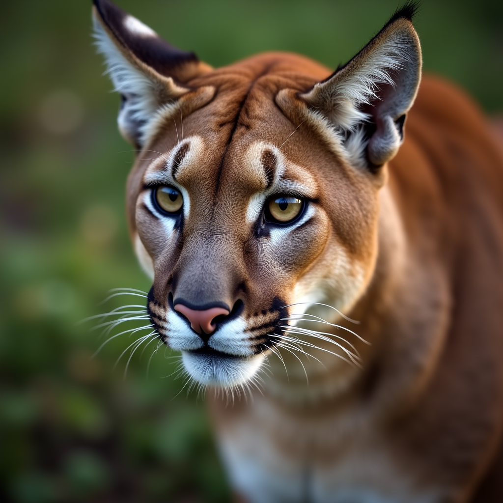 A photorealistic portrait of a Mountain Lion in its natural habitat