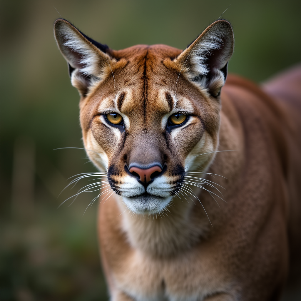 A photorealistic portrait of a Mountain Lion in its natural habitat