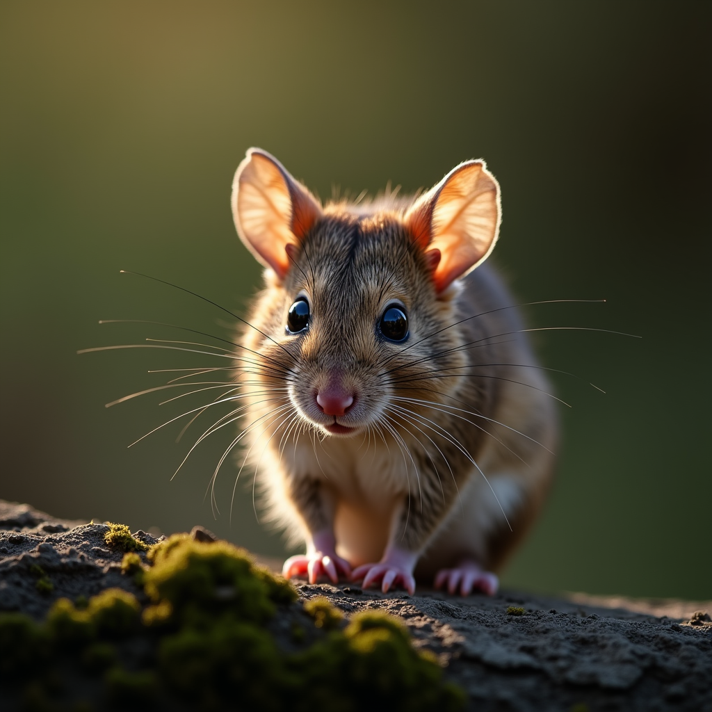 A photorealistic portrait of a Mouse in its natural habitat