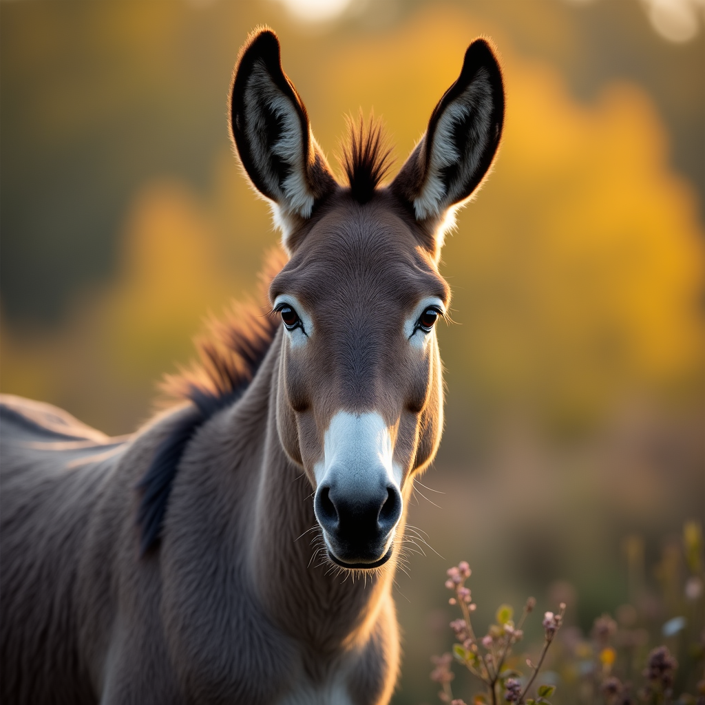 A photorealistic portrait of a Mule in its natural habitat