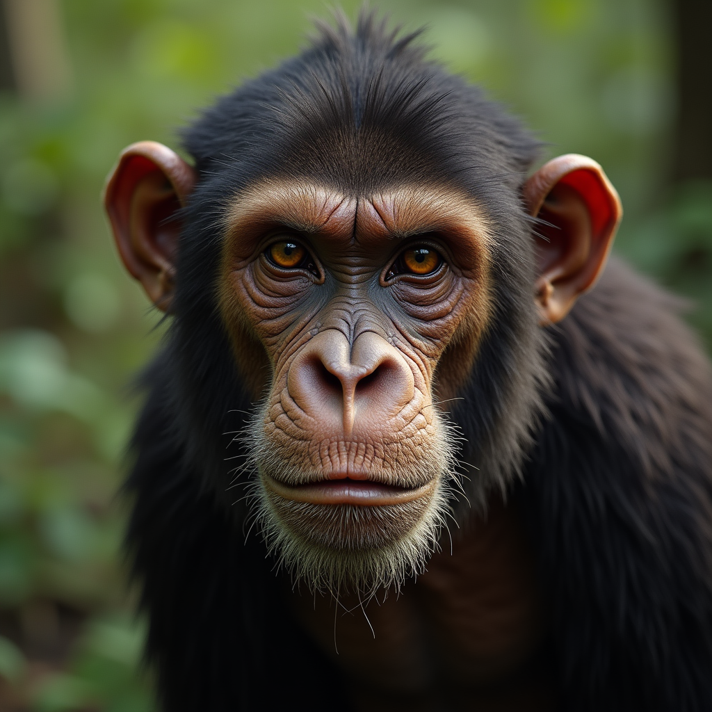 A photorealistic portrait of a Neanderthal in its natural habitat