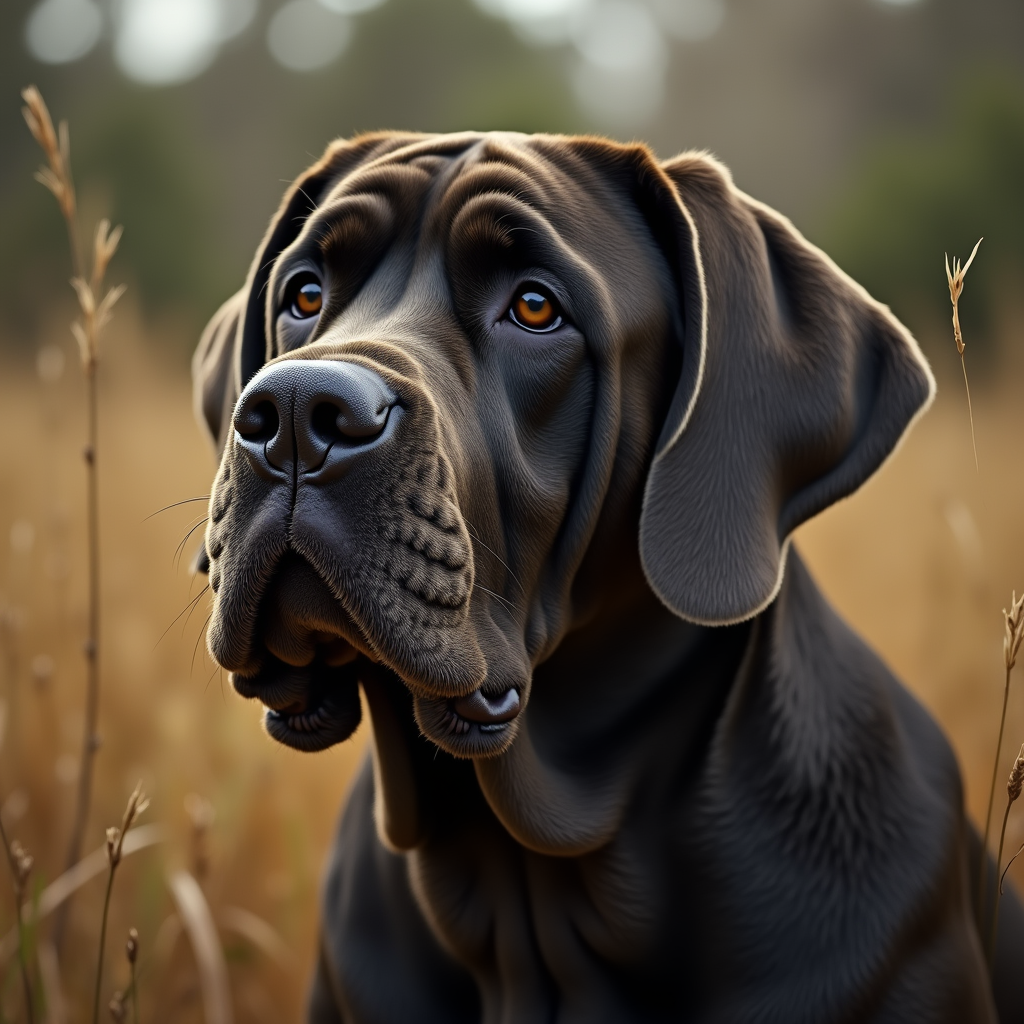 A photorealistic portrait of a Neapolitan Mastiff in its natural habitat