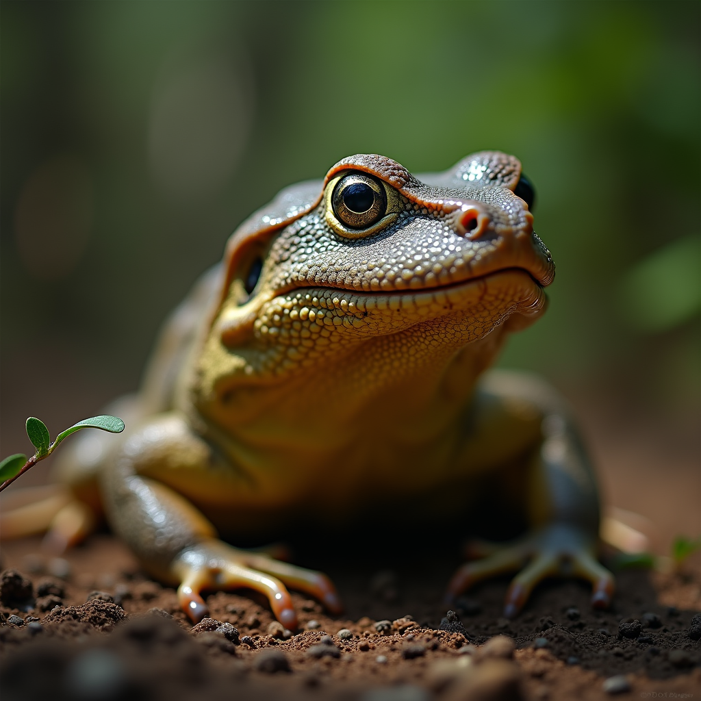 A photorealistic portrait of a Newt in its natural habitat