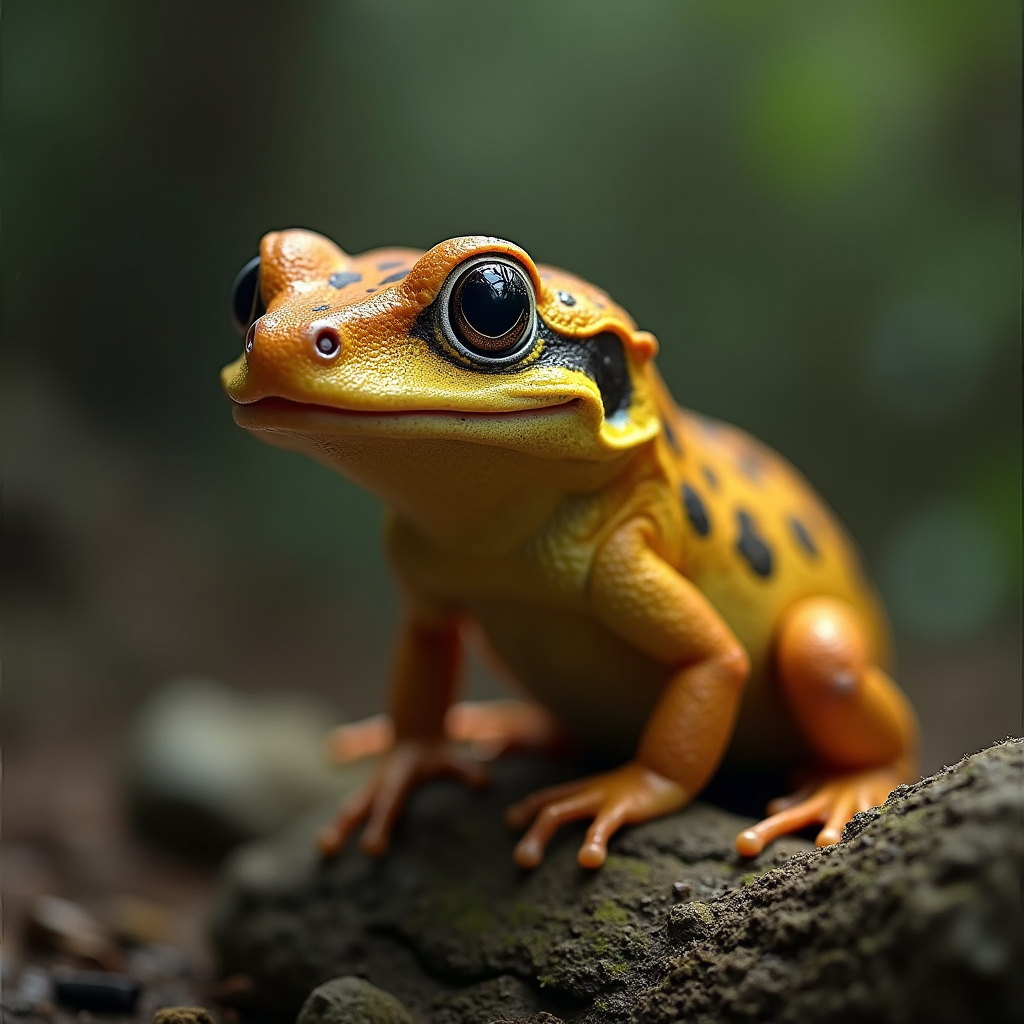A photorealistic portrait of a Newt in its natural habitat