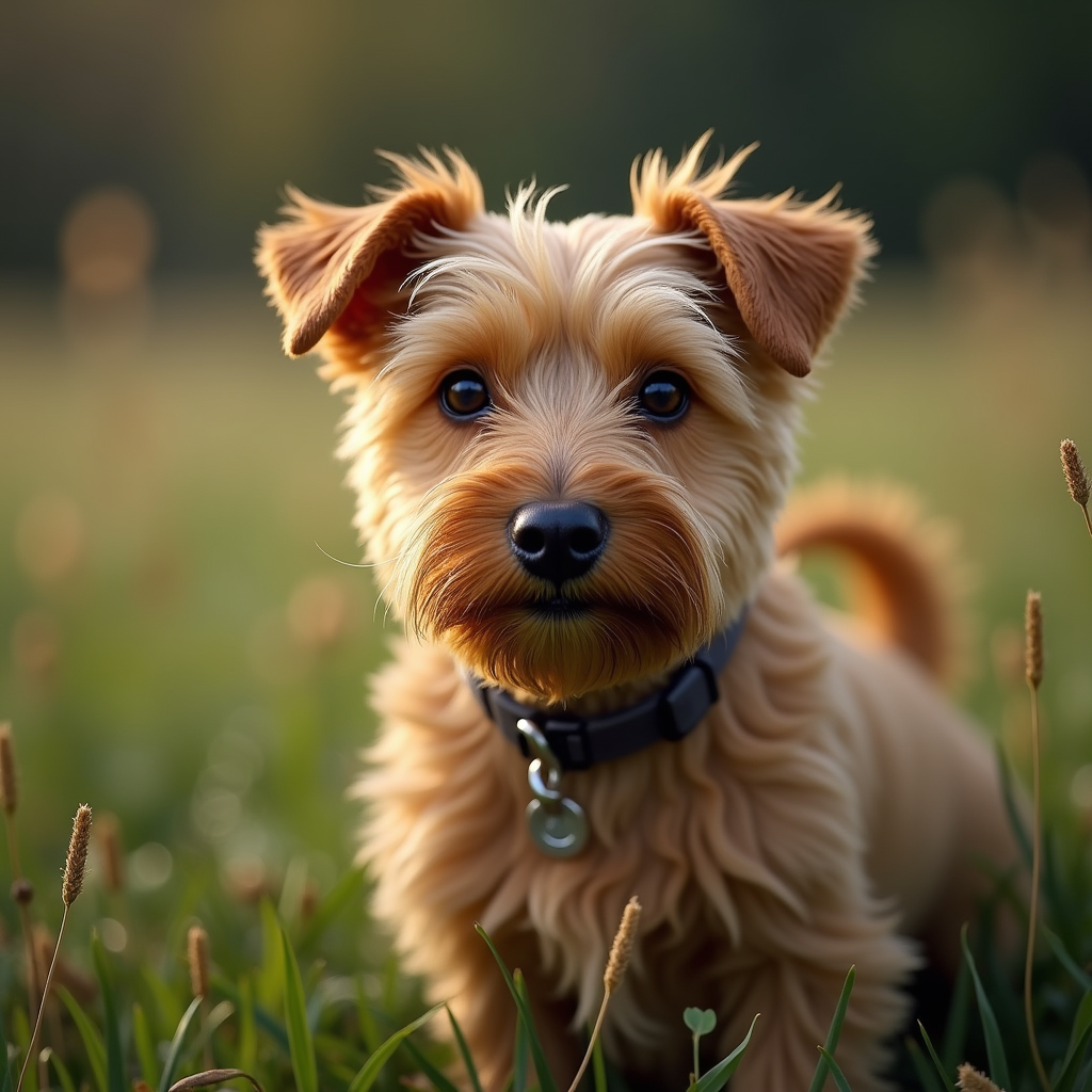 A photorealistic portrait of a Norfolk Terrier in its natural habitat