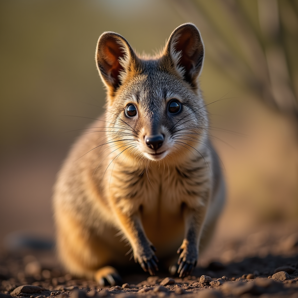 A photorealistic portrait of a Numbat in its natural habitat