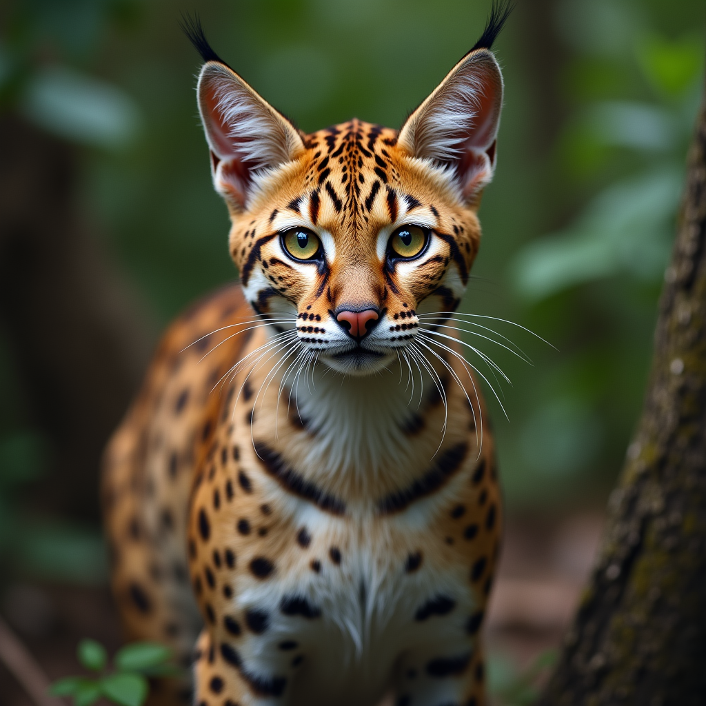 A photorealistic portrait of a Ocelot in its natural habitat