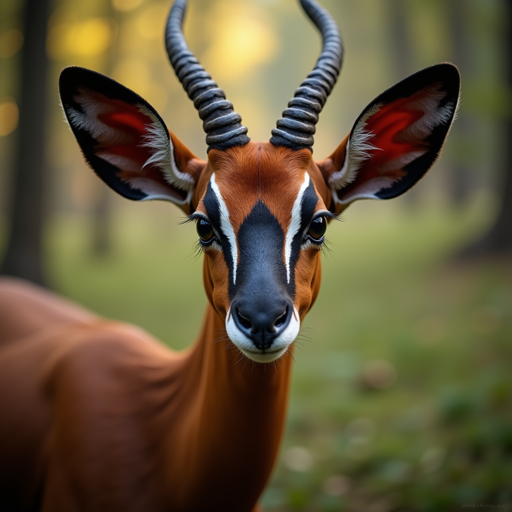 A photorealistic portrait of a Okapi in its natural habitat