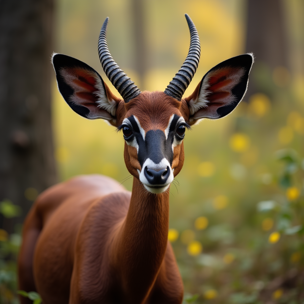 A photorealistic portrait of a Okapi in its natural habitat