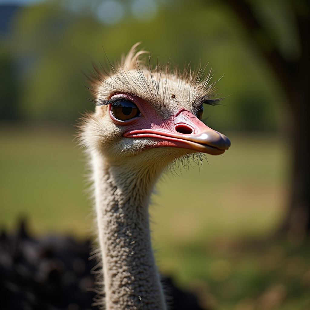 A photorealistic portrait of a Ostrich in its natural habitat