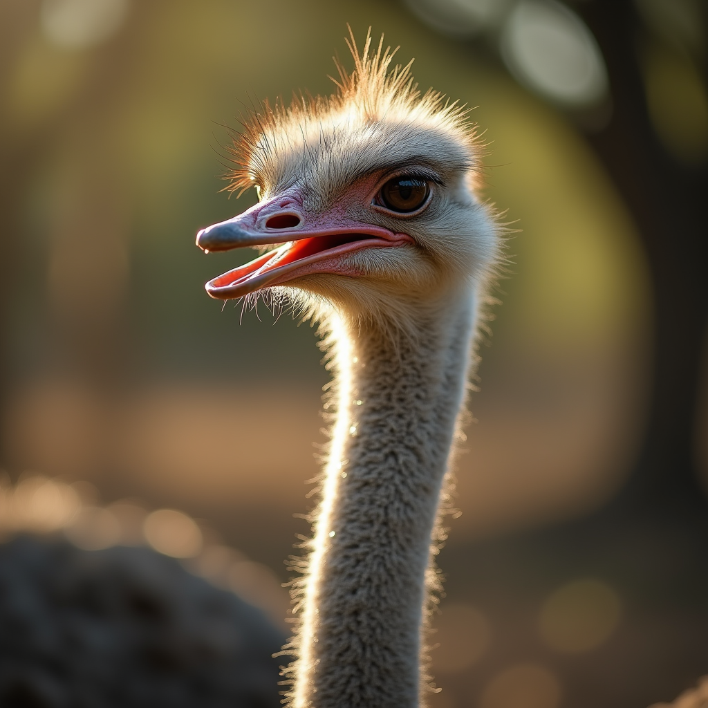 A photorealistic portrait of a Ostrich in its natural habitat