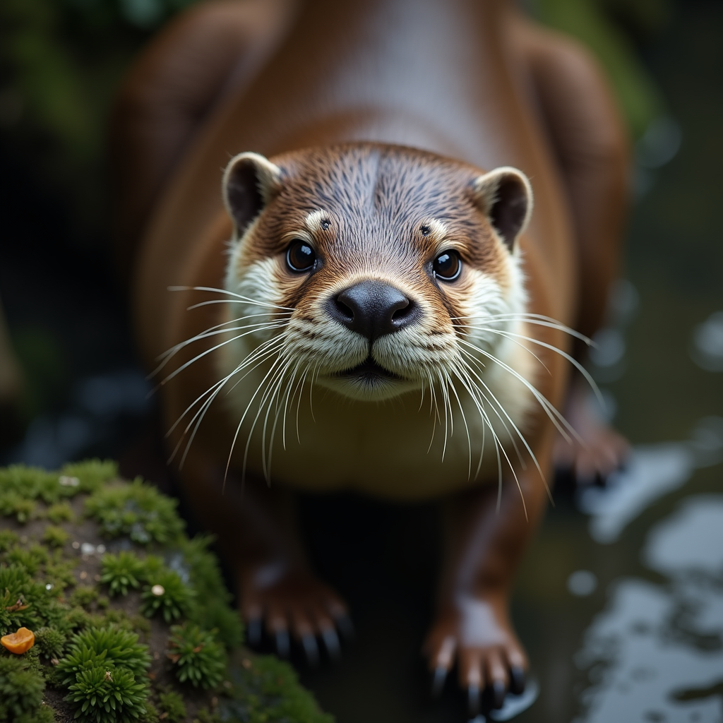 A photorealistic portrait of a Otter in its natural habitat