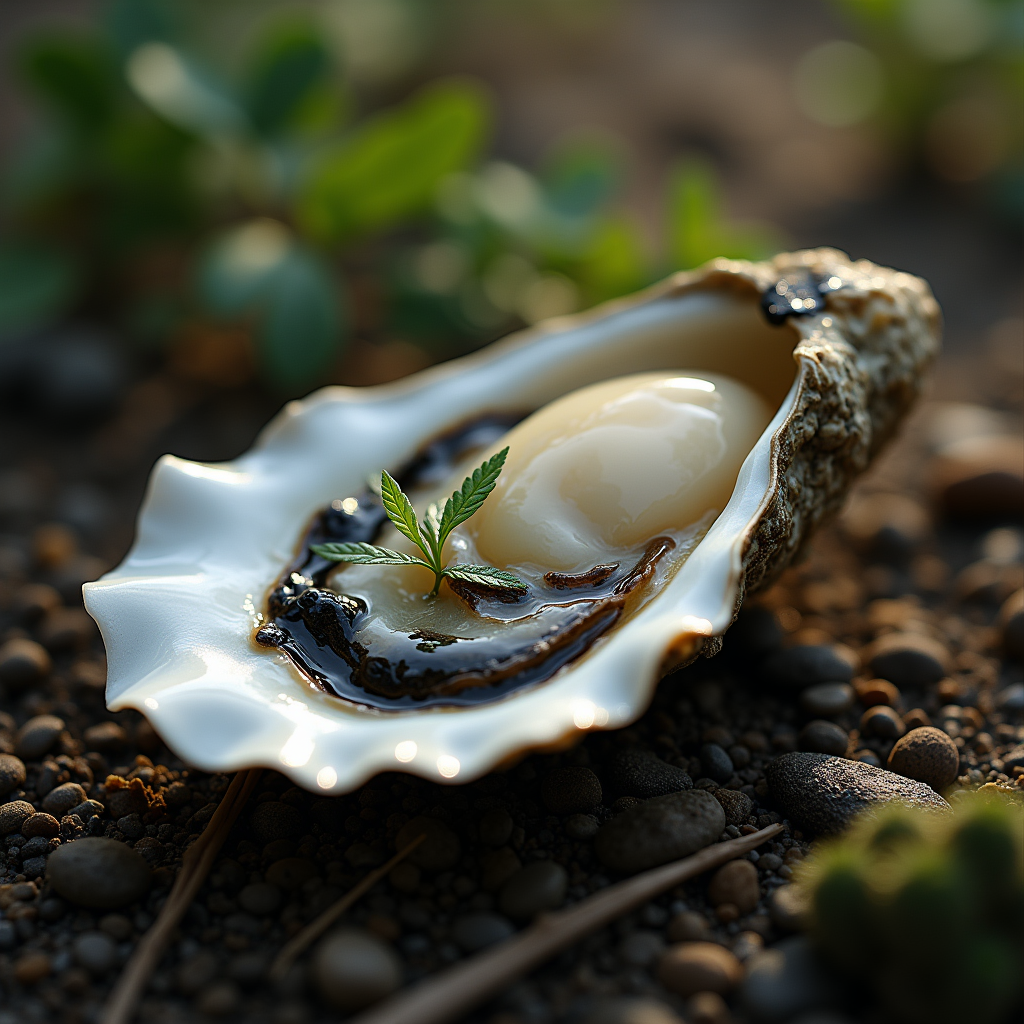 A photorealistic portrait of a Oyster in its natural habitat