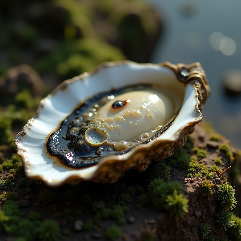 A photorealistic portrait of a Oyster in its natural habitat