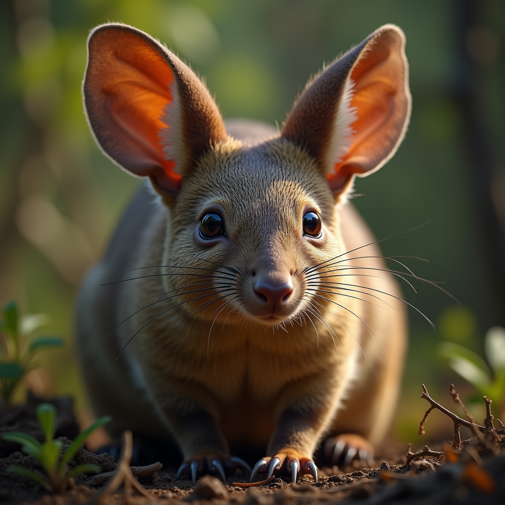 A photorealistic portrait of a Pademelon in its natural habitat