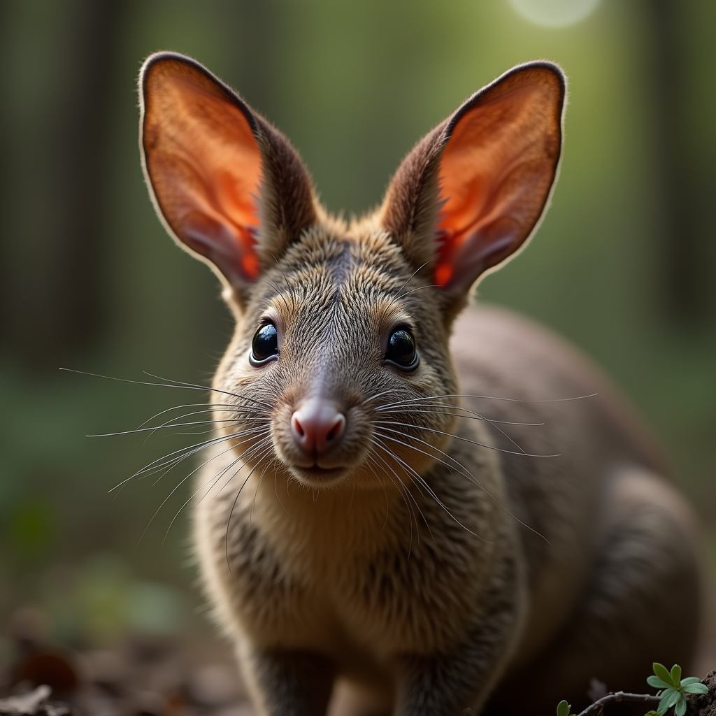 A photorealistic portrait of a Pademelon in its natural habitat