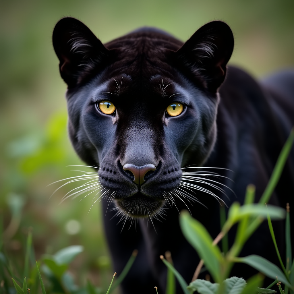 A photorealistic portrait of a Panther in its natural habitat