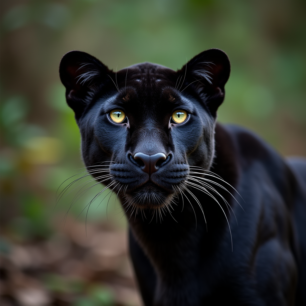 A photorealistic portrait of a Panther in its natural habitat