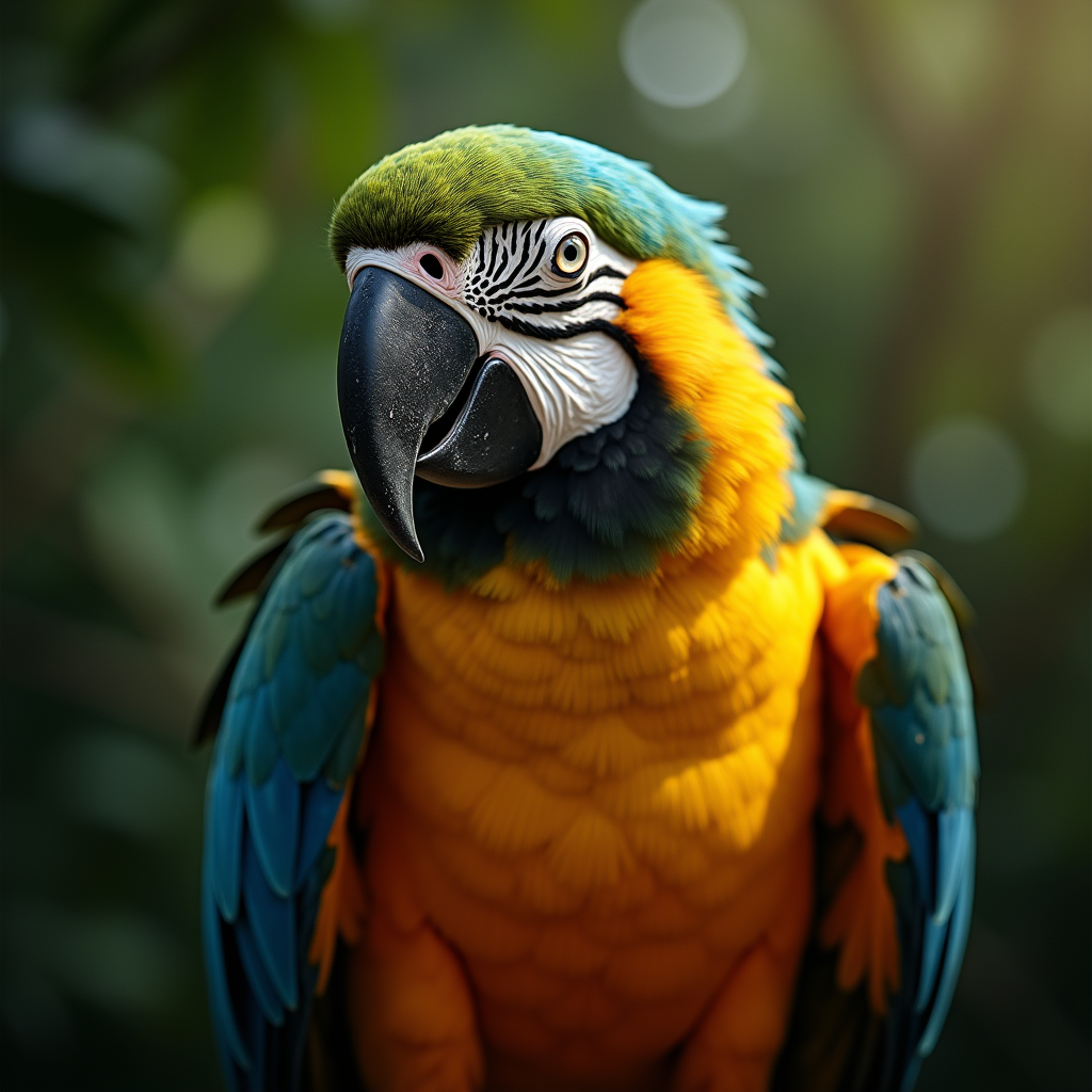 A photorealistic portrait of a Parrot in its natural habitat