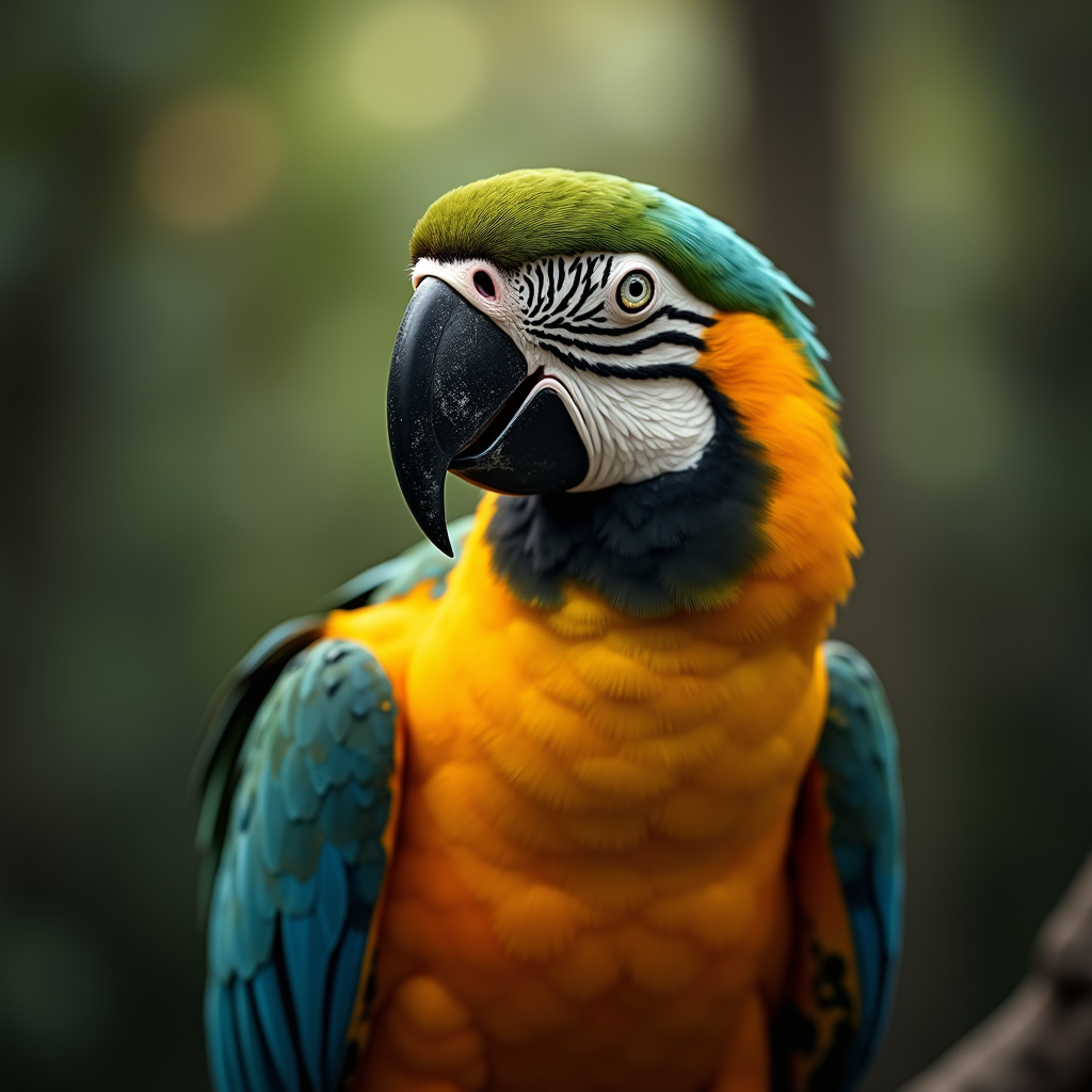 A photorealistic portrait of a Parrot in its natural habitat