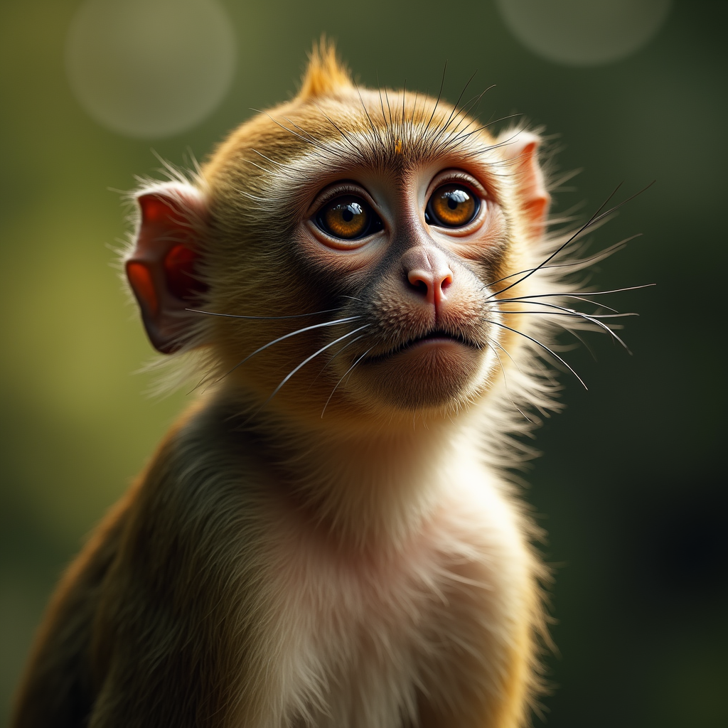 A photorealistic portrait of a Patas Monkey in its natural habitat