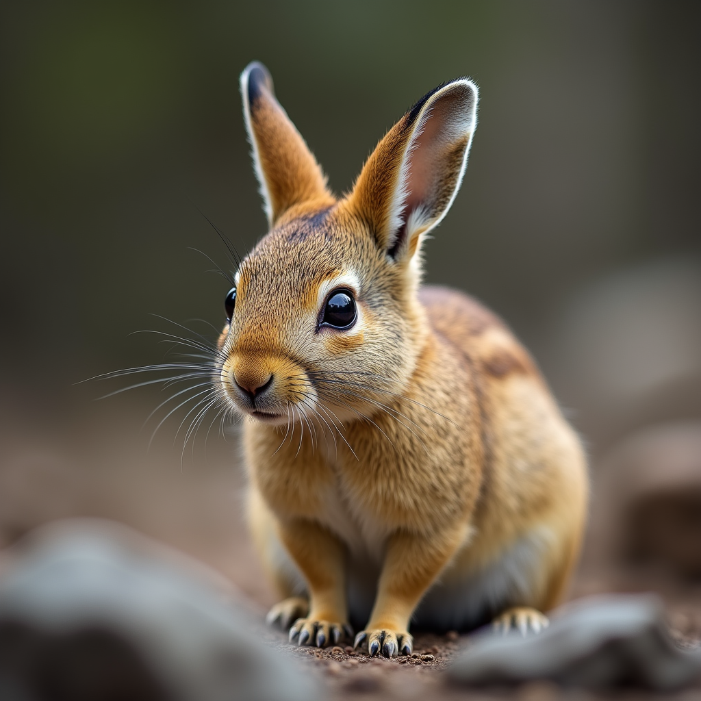 A photorealistic portrait of a Pika in its natural habitat