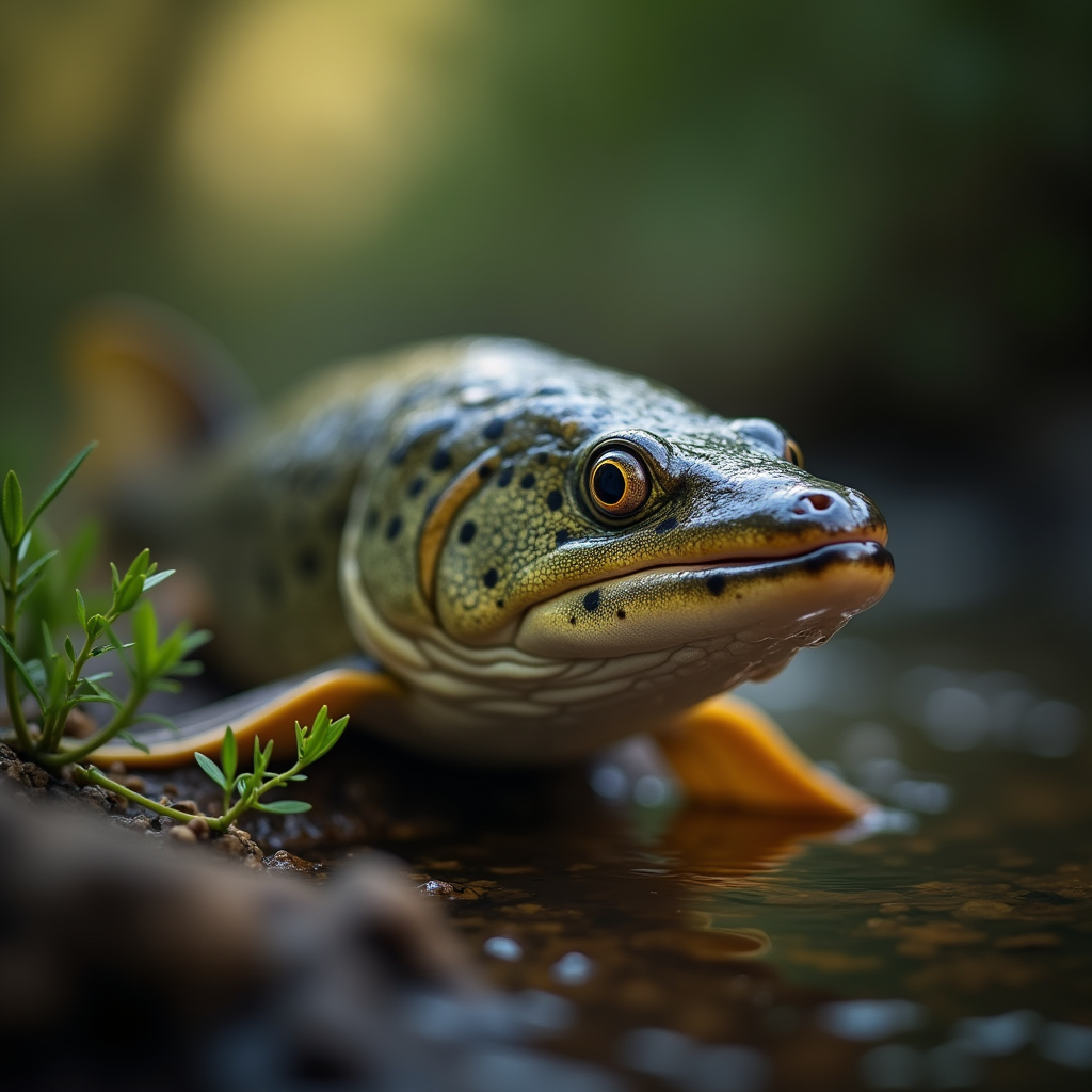 A photorealistic portrait of a Pike in its natural habitat