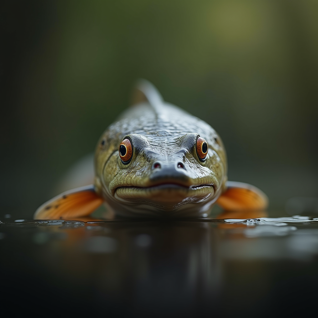 A photorealistic portrait of a Pike in its natural habitat