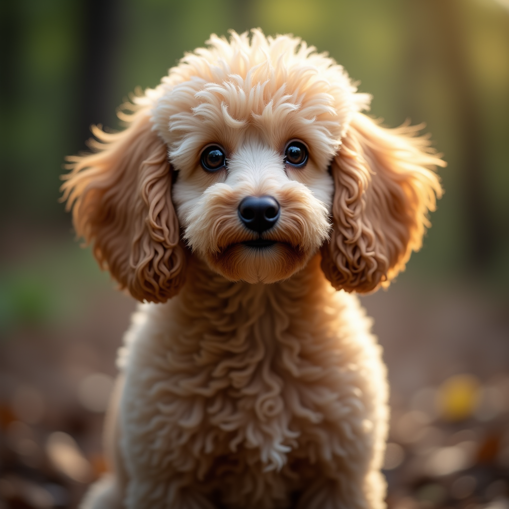 A photorealistic portrait of a Poodle in its natural habitat