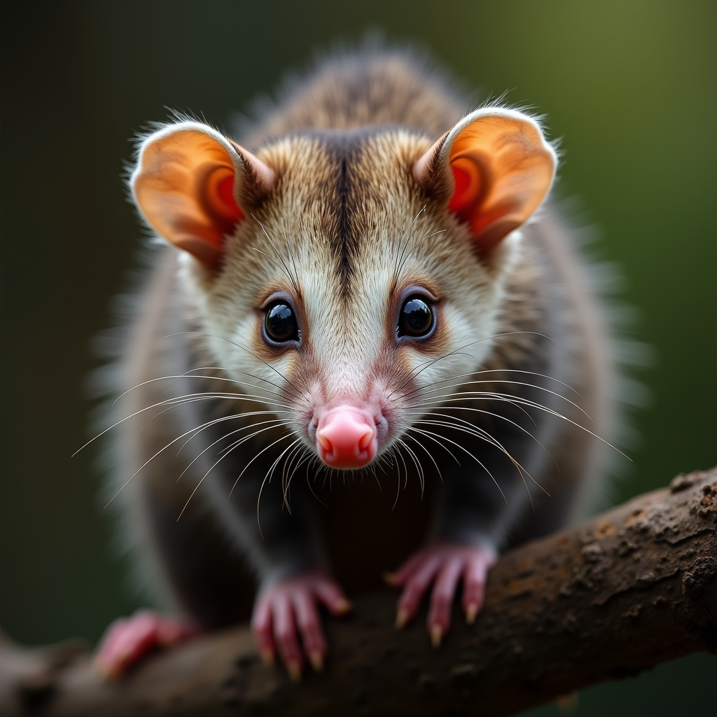 A photorealistic portrait of a Possum in its natural habitat