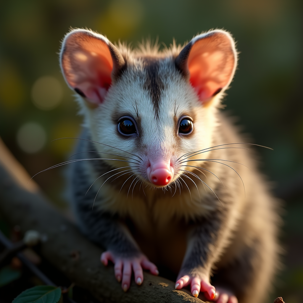 A photorealistic portrait of a Possum in its natural habitat