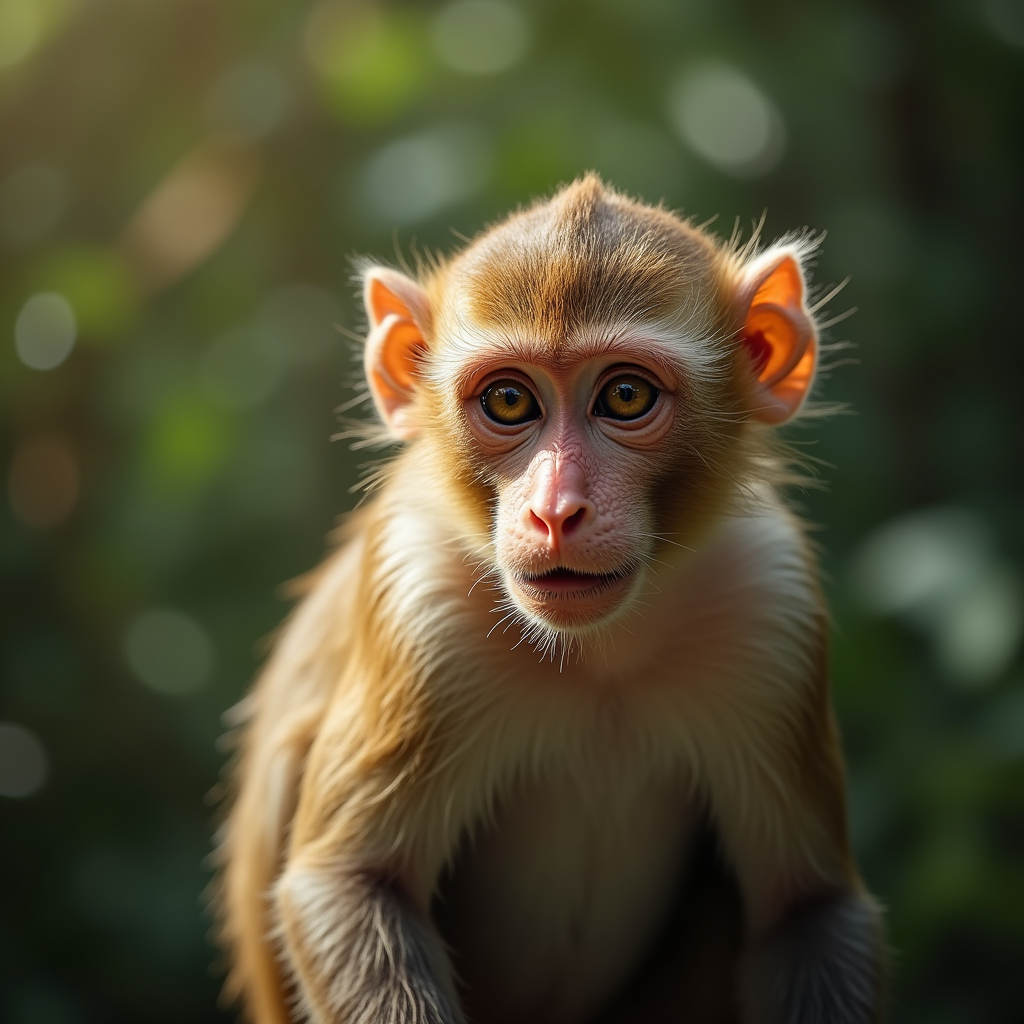 A photorealistic portrait of a Proboscis Monkey in its natural habitat