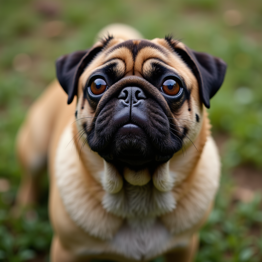 A photorealistic portrait of a Pug in its natural habitat