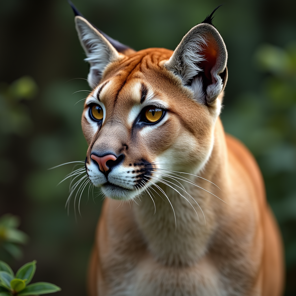 A photorealistic portrait of a Puma in its natural habitat
