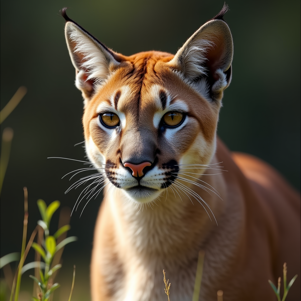 A photorealistic portrait of a Puma in its natural habitat