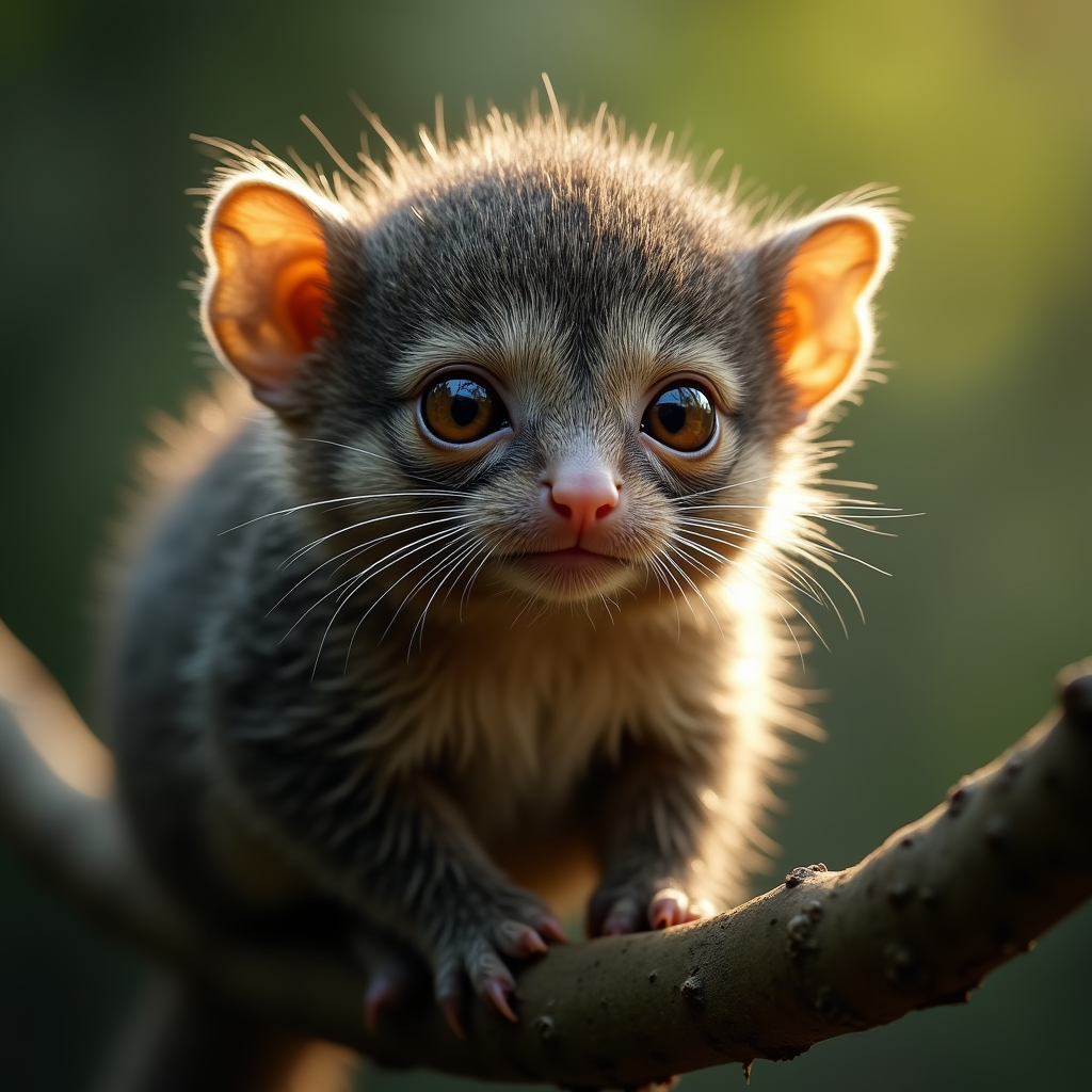 A photorealistic portrait of a Pygmy Marmoset in its natural habitat