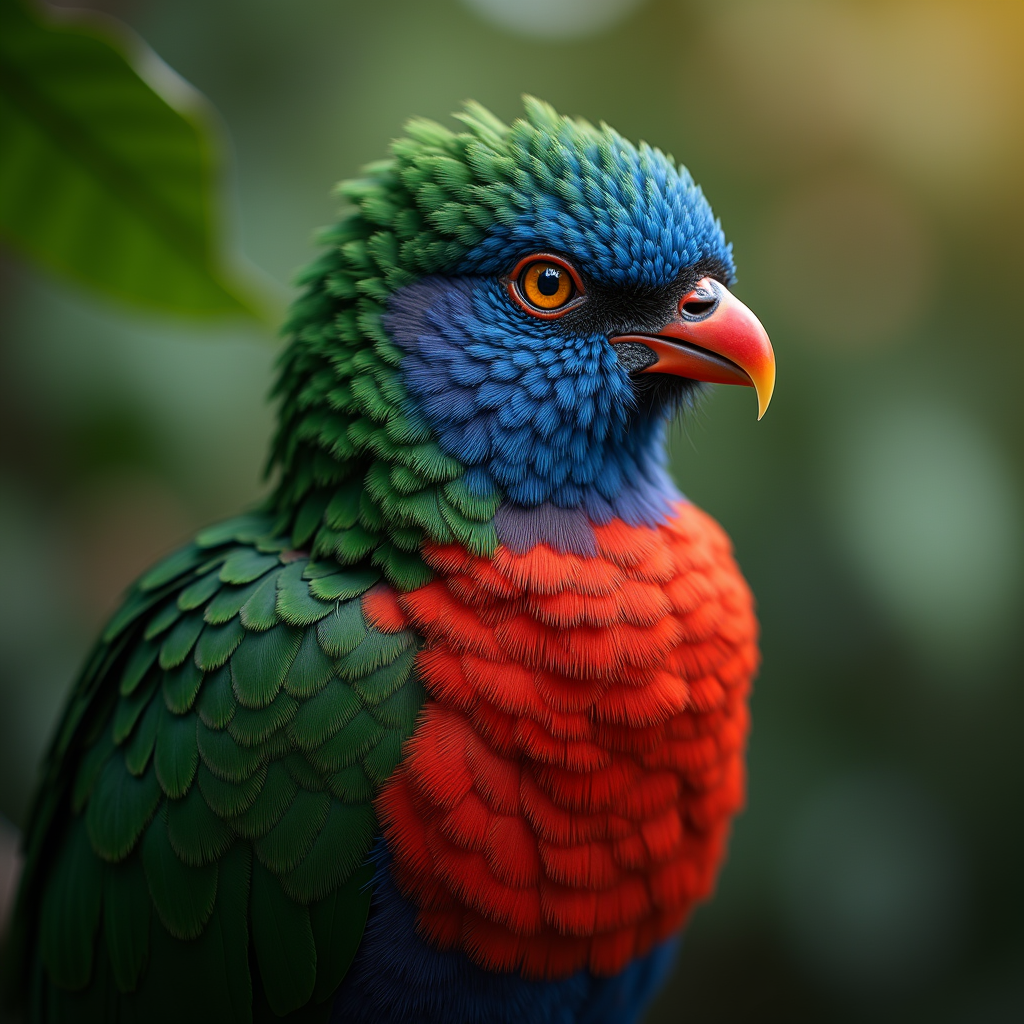 A photorealistic portrait of a Quetzal in its natural habitat