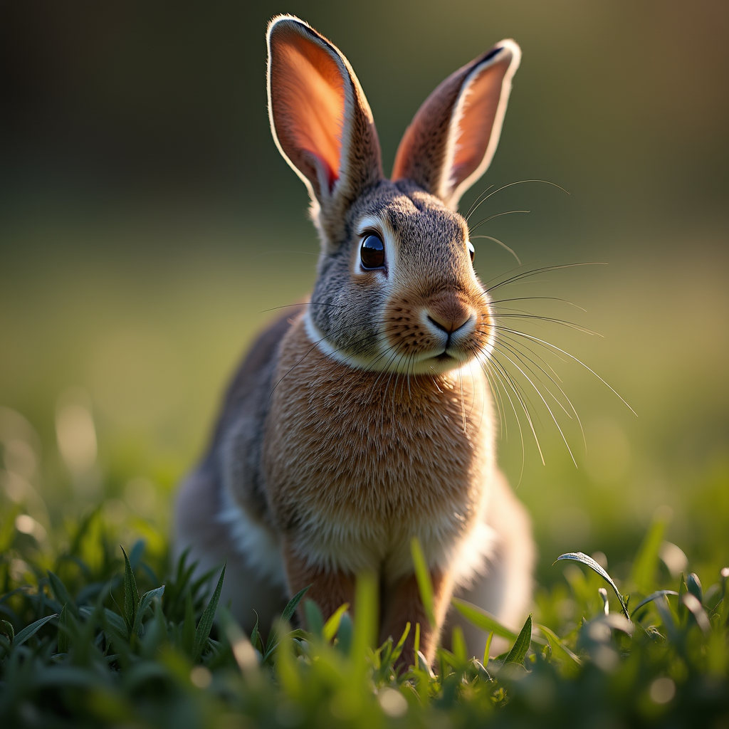 A photorealistic portrait of a Rabbit in its natural habitat