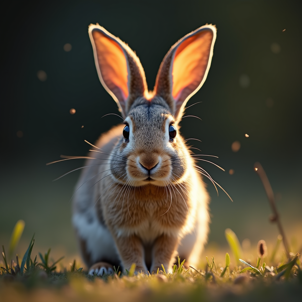 A photorealistic portrait of a Rabbit in its natural habitat